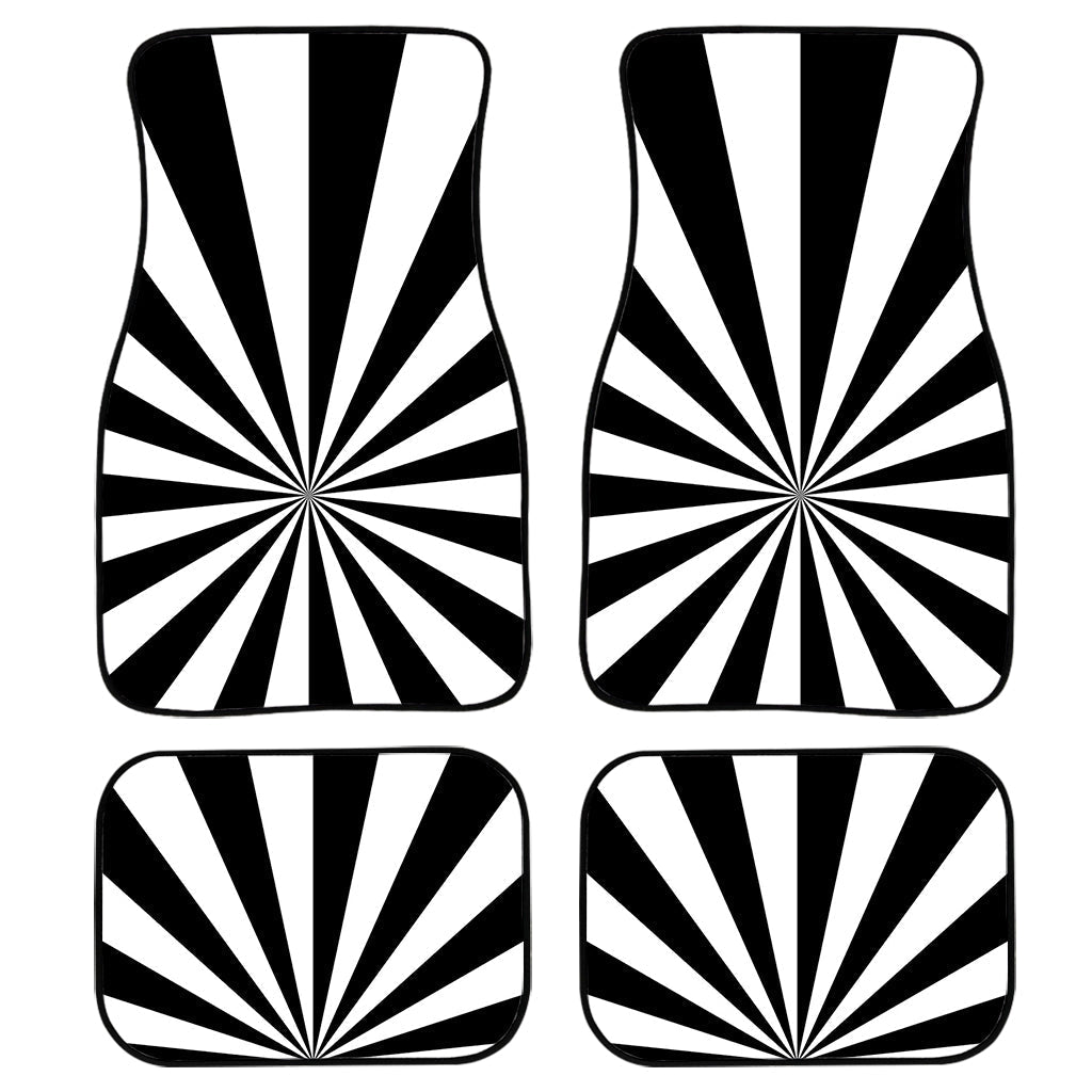 Black And White Radial Rays Print Front And Back Car Floor Mats/ Front Car Mat