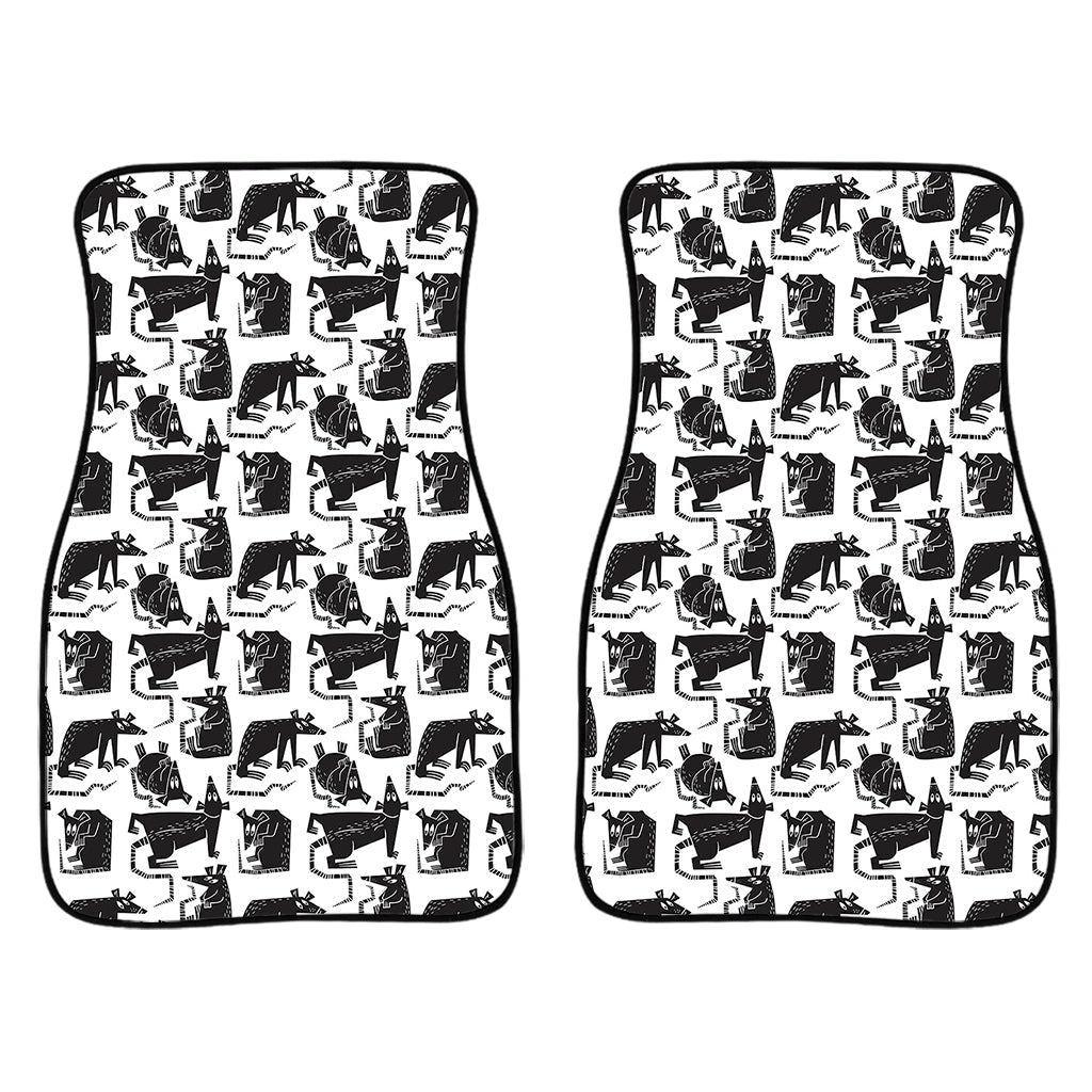 Black And White Rat Pattern Print Front And Back Car Floor Mats/ Front Car Mat