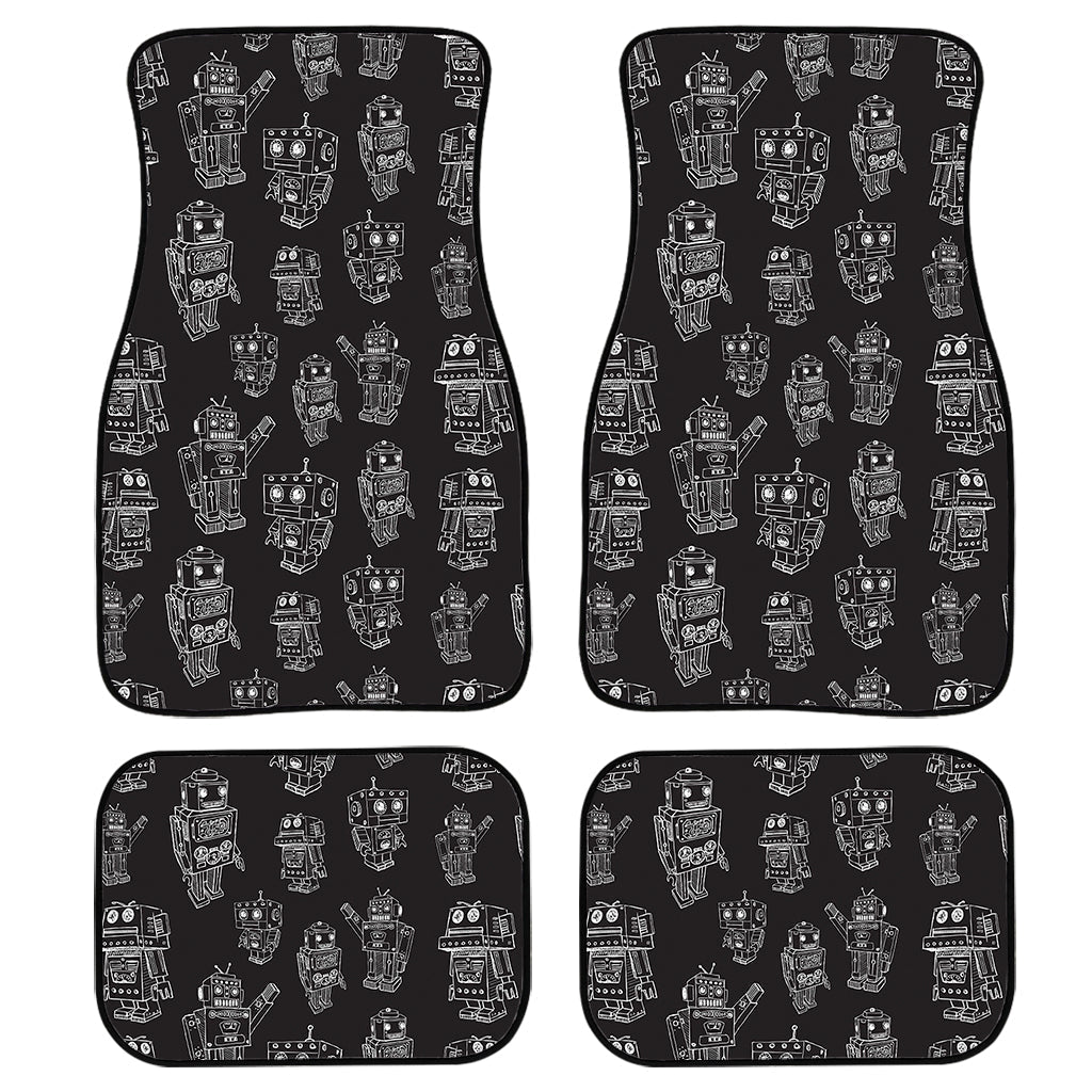 Black And White Robot Pattern Print Front And Back Car Floor Mats/ Front Car Mat