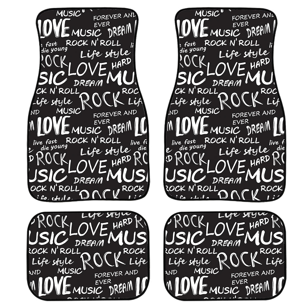 Black And White Rock And Roll Print Front And Back Car Floor Mats/ Front Car Mat