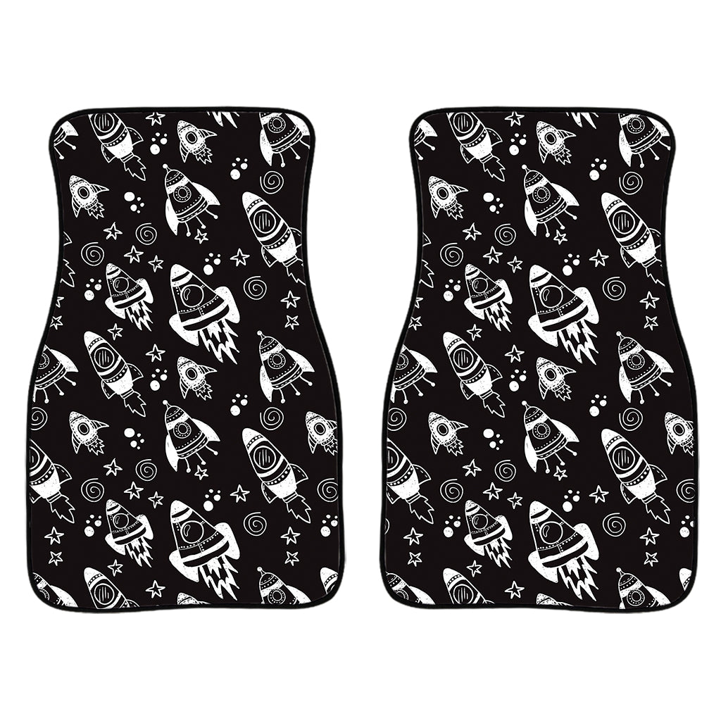 Black And White Rocket Pattern Print Front And Back Car Floor Mats/ Front Car Mat