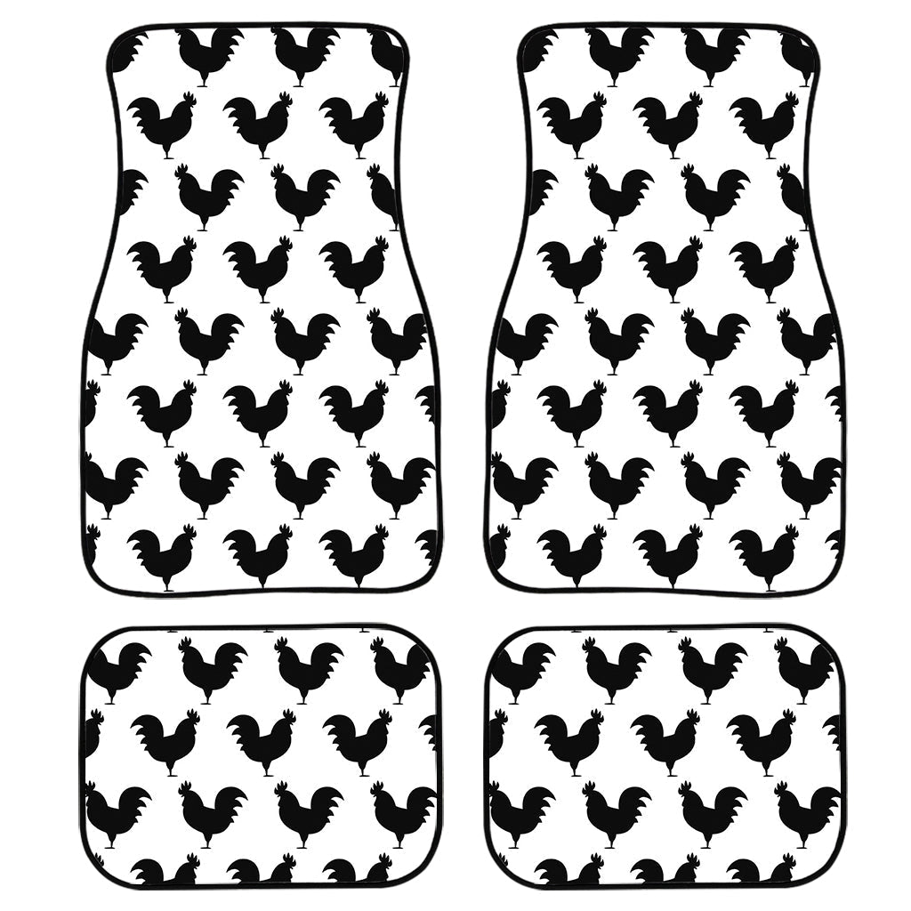 Black And White Rooster Pattern Print Front And Back Car Floor Mats/ Front Car Mat