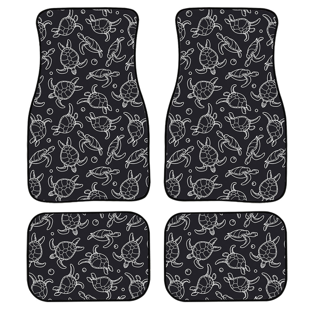Black And White Sea Turtle Pattern Print Front And Back Car Floor Mats/ Front Car Mat