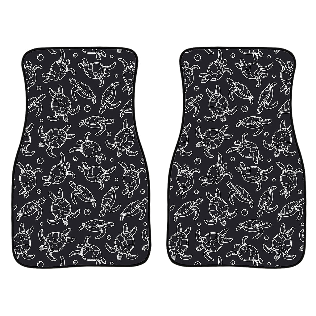 Black And White Sea Turtle Pattern Print Front And Back Car Floor Mats/ Front Car Mat