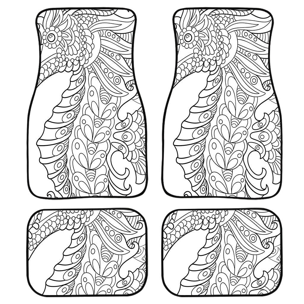 Black And White Seahorse Print Front And Back Car Floor Mats/ Front Car Mat