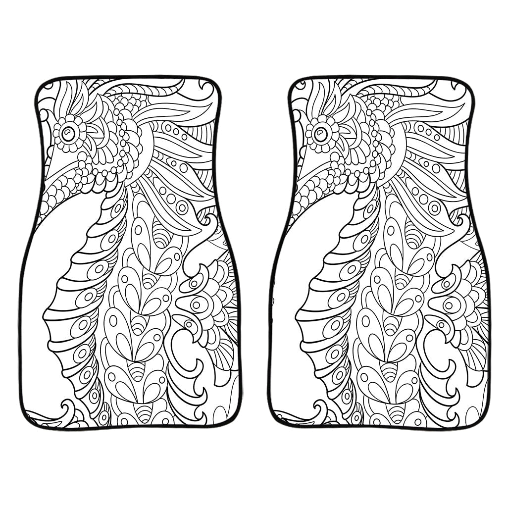 Black And White Seahorse Print Front And Back Car Floor Mats/ Front Car Mat