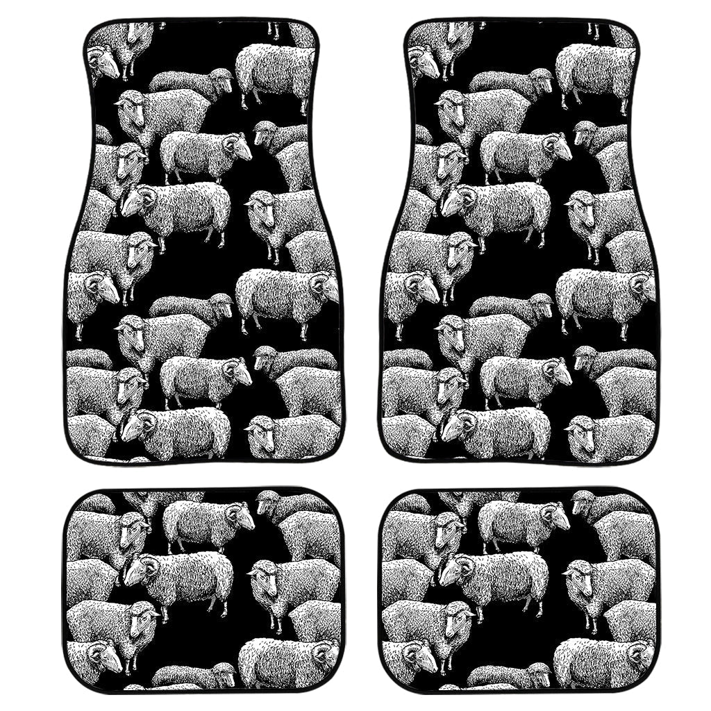 Black And White Sheep Pattern Print Front And Back Car Floor Mats/ Front Car Mat