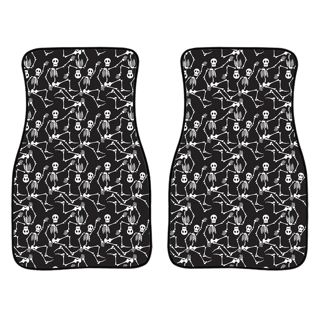 Black And White Skeleton Pattern Print Front And Back Car Floor Mats/ Front Car Mat