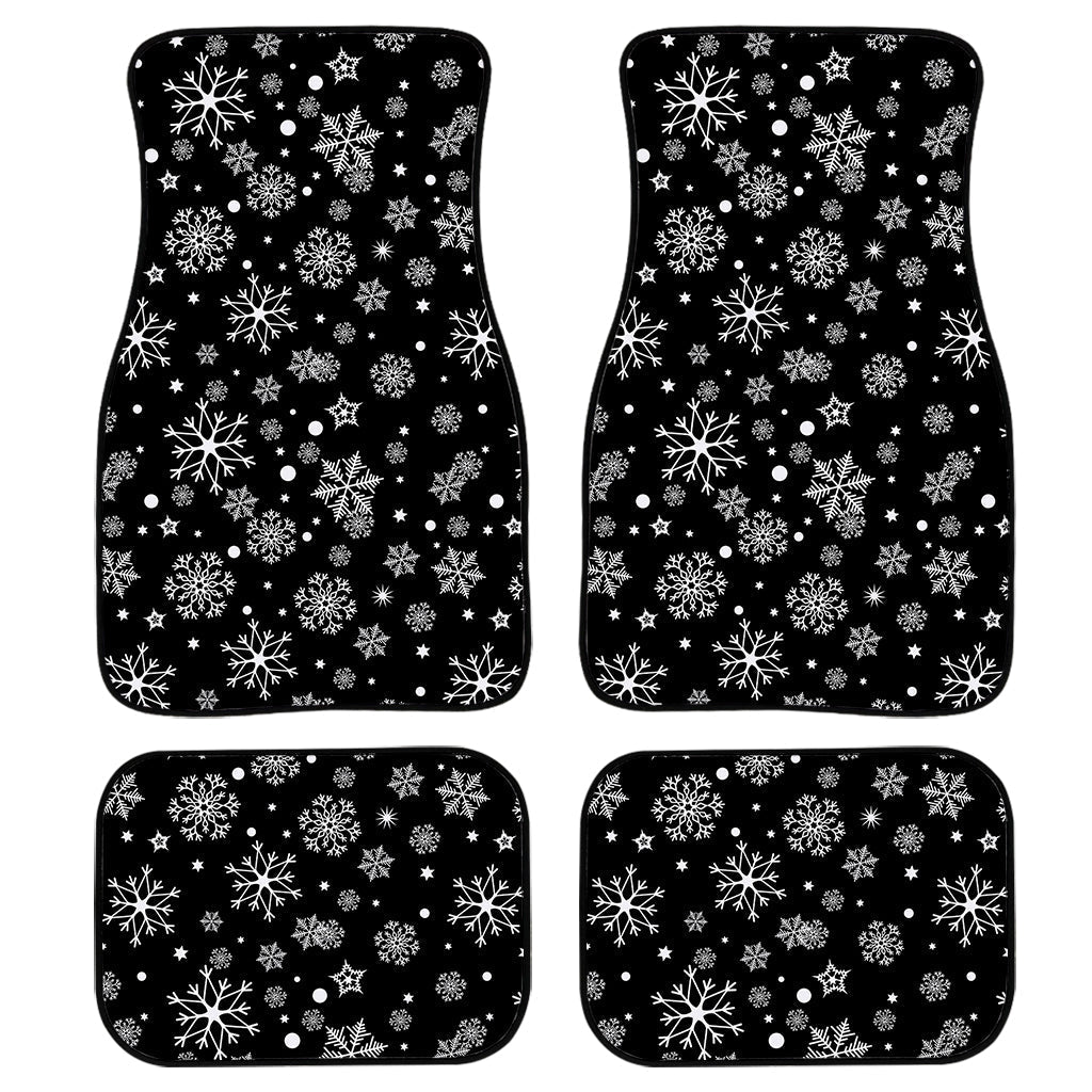Black And White Snowflake Pattern Print Front And Back Car Floor Mats/ Front Car Mat