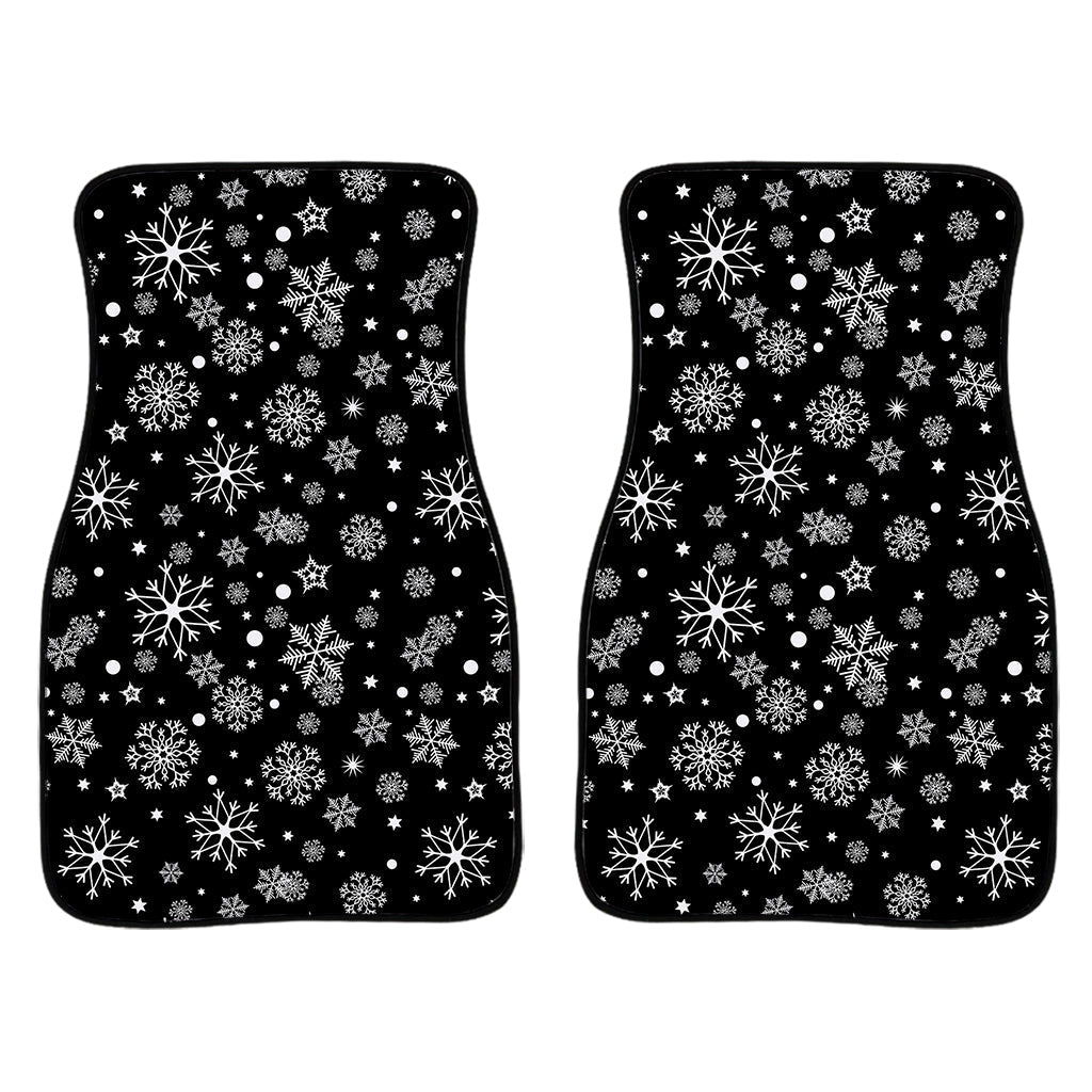 Black And White Snowflake Pattern Print Front And Back Car Floor Mats/ Front Car Mat