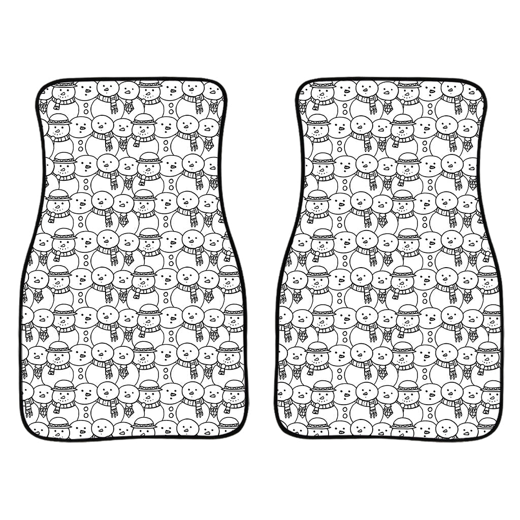 Black And White Snowman Pattern Print Front And Back Car Floor Mats/ Front Car Mat