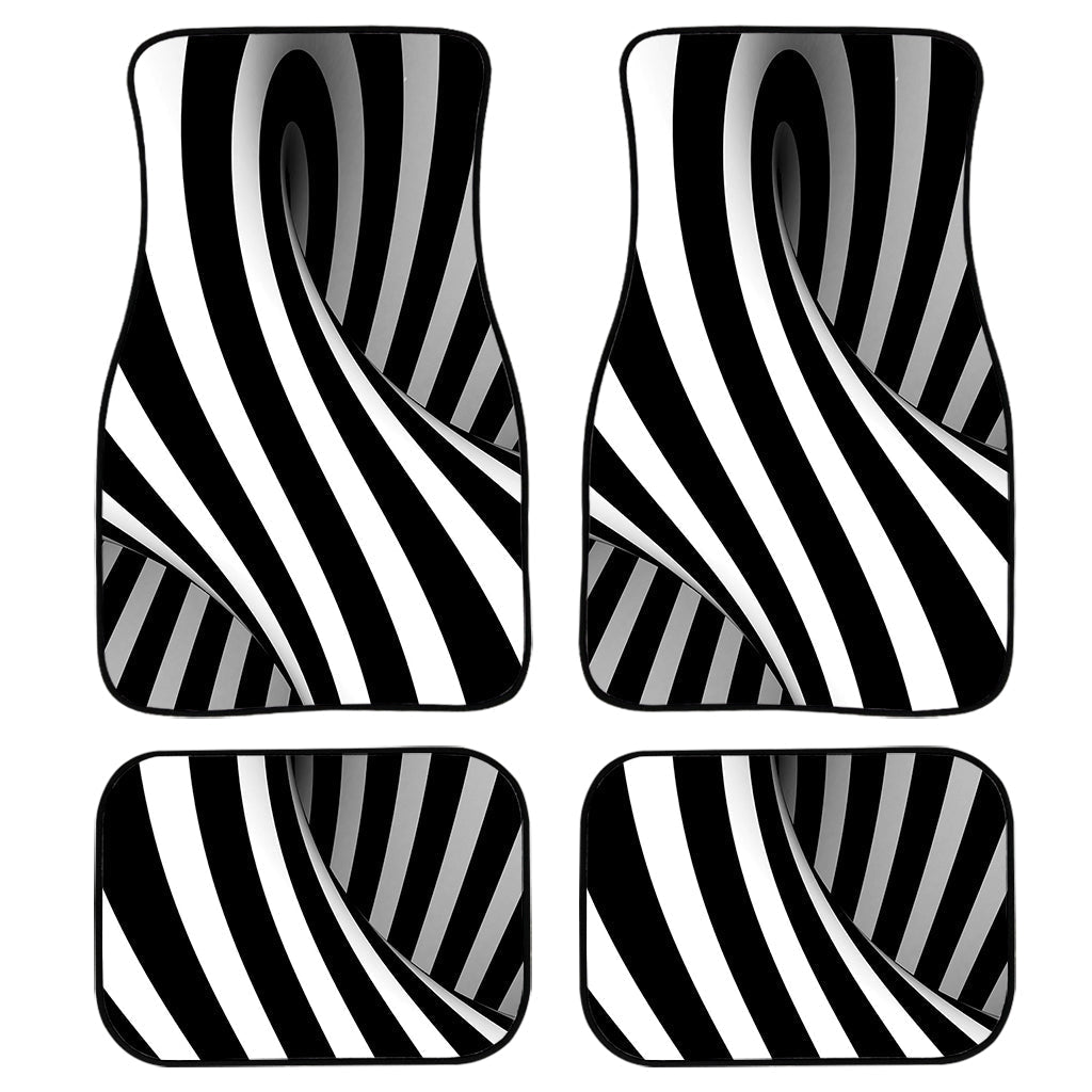 Black And White Spiral Twist Illusion Print Front And Back Car Floor Mats/ Front Car Mat