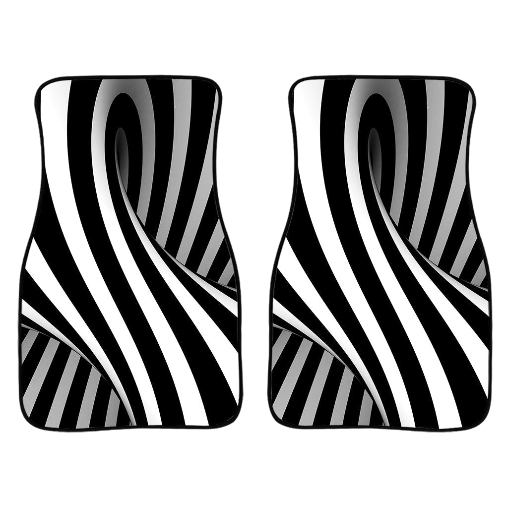 Black And White Spiral Twist Illusion Print Front And Back Car Floor Mats/ Front Car Mat