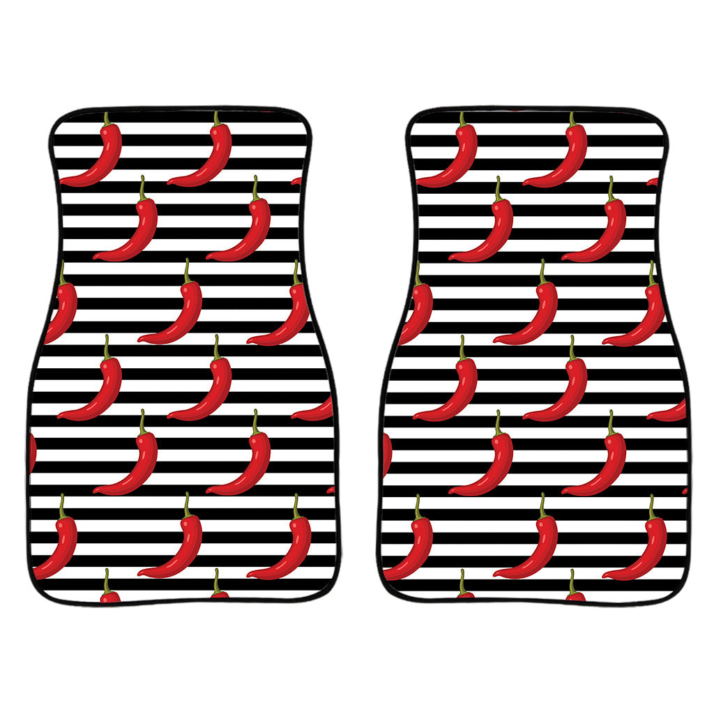 Black And White Striped Chili Print Front And Back Car Floor Mats/ Front Car Mat