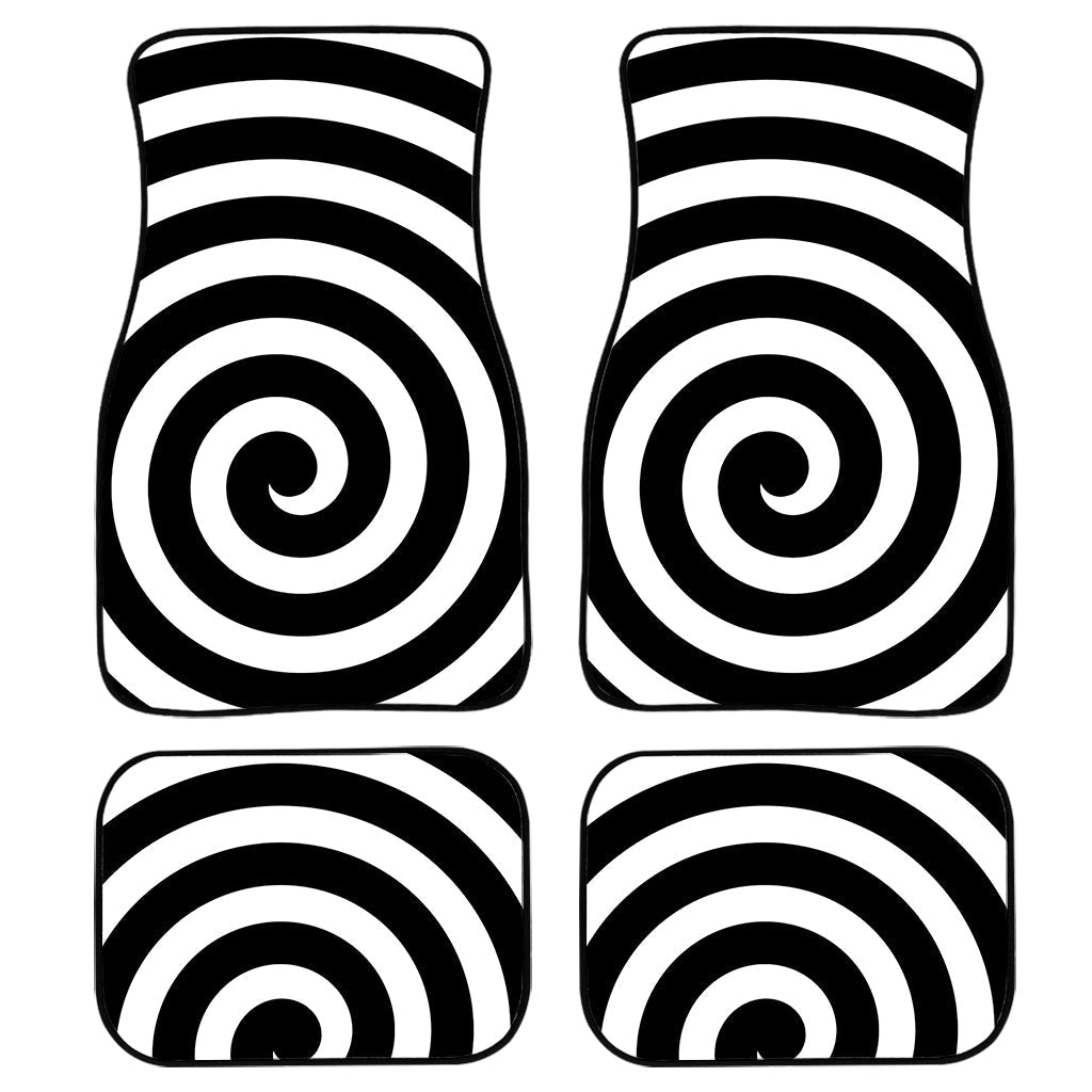Black And White Swirl Illusion Print Front And Back Car Floor Mats/ Front Car Mat