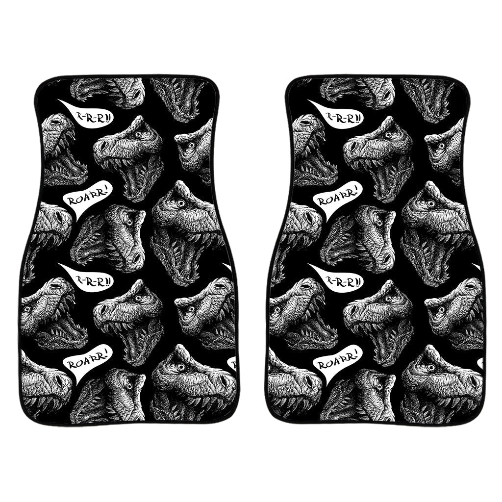Black And White T-Rex Dinosaur Print Front And Back Car Floor Mats/ Front Car Mat