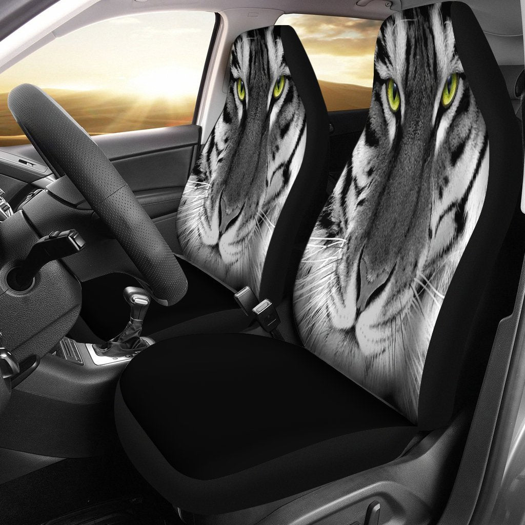 Black And White Tiger Face Universal Fit Car Seat Covers