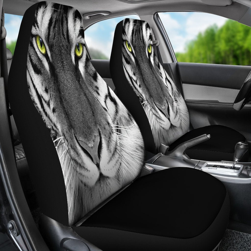 Black And White Tiger Face Universal Fit Car Seat Covers