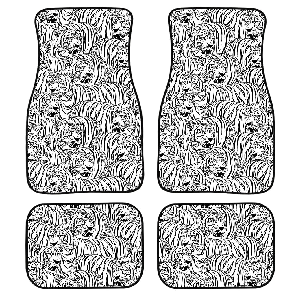 Black And White Tiger Pattern Print Front And Back Car Floor Mats/ Front Car Mat
