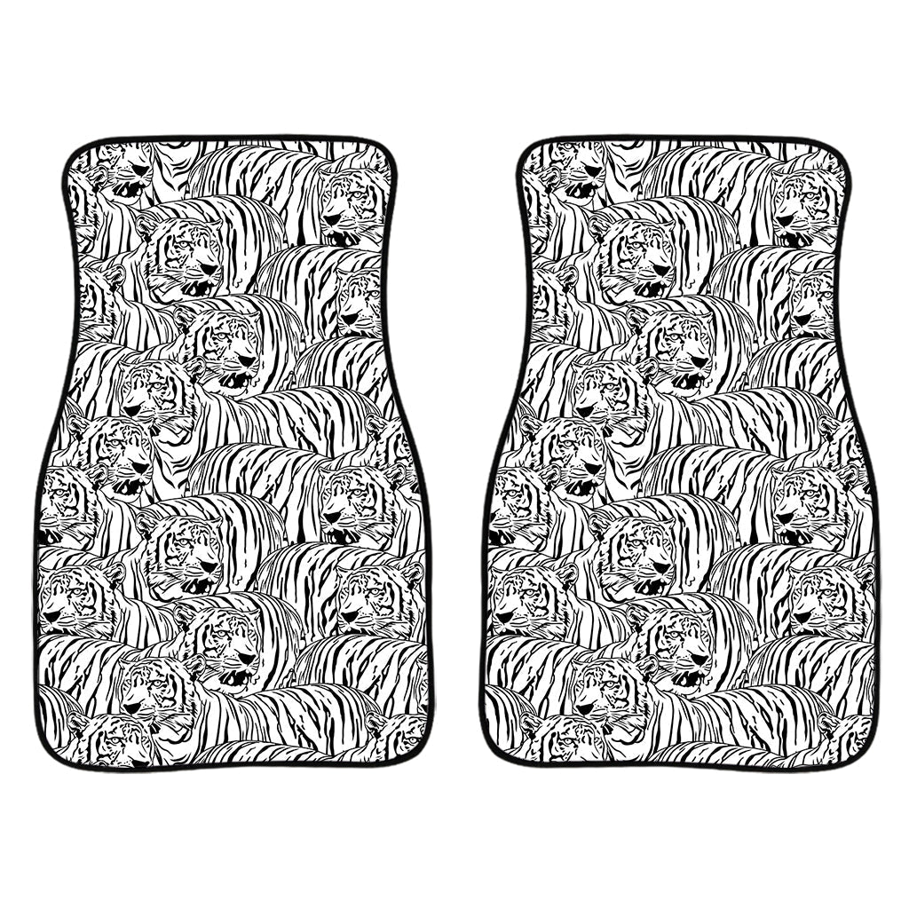 Black And White Tiger Pattern Print Front And Back Car Floor Mats/ Front Car Mat