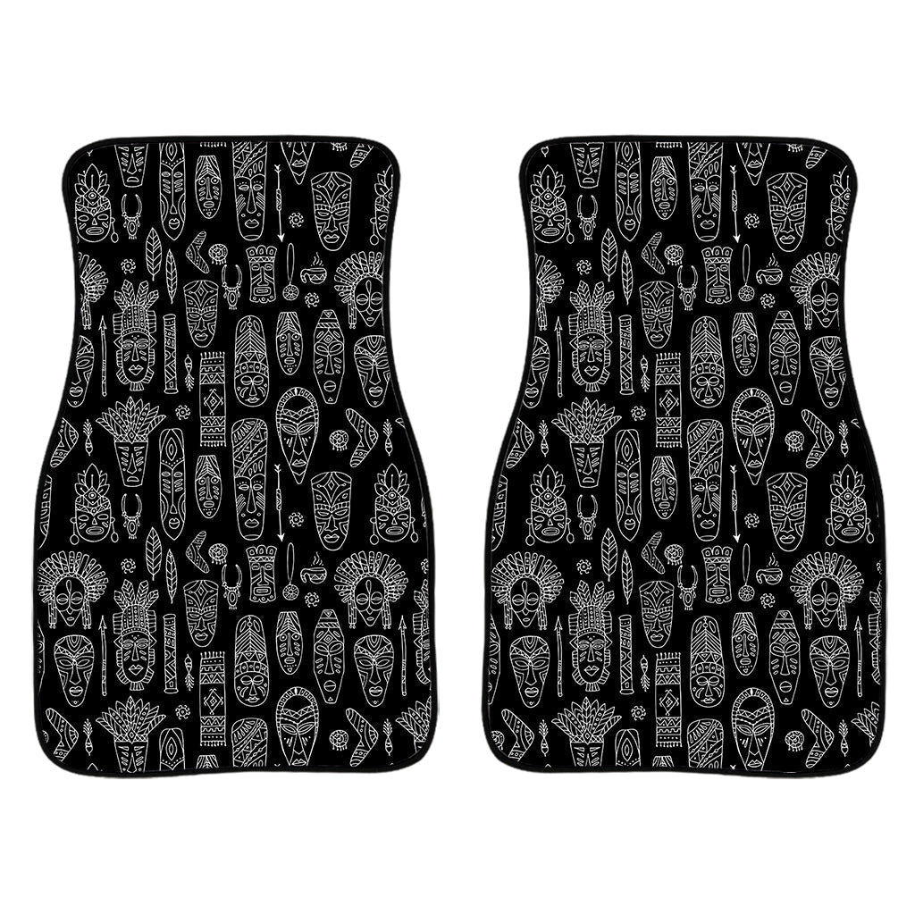 Black And White Totem Pattern Print Front And Back Car Floor Mats/ Front Car Mat