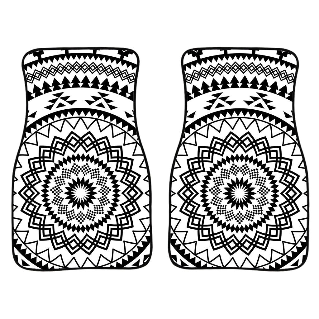 Black And White Tribal Mandala Print Front And Back Car Floor Mats/ Front Car Mat