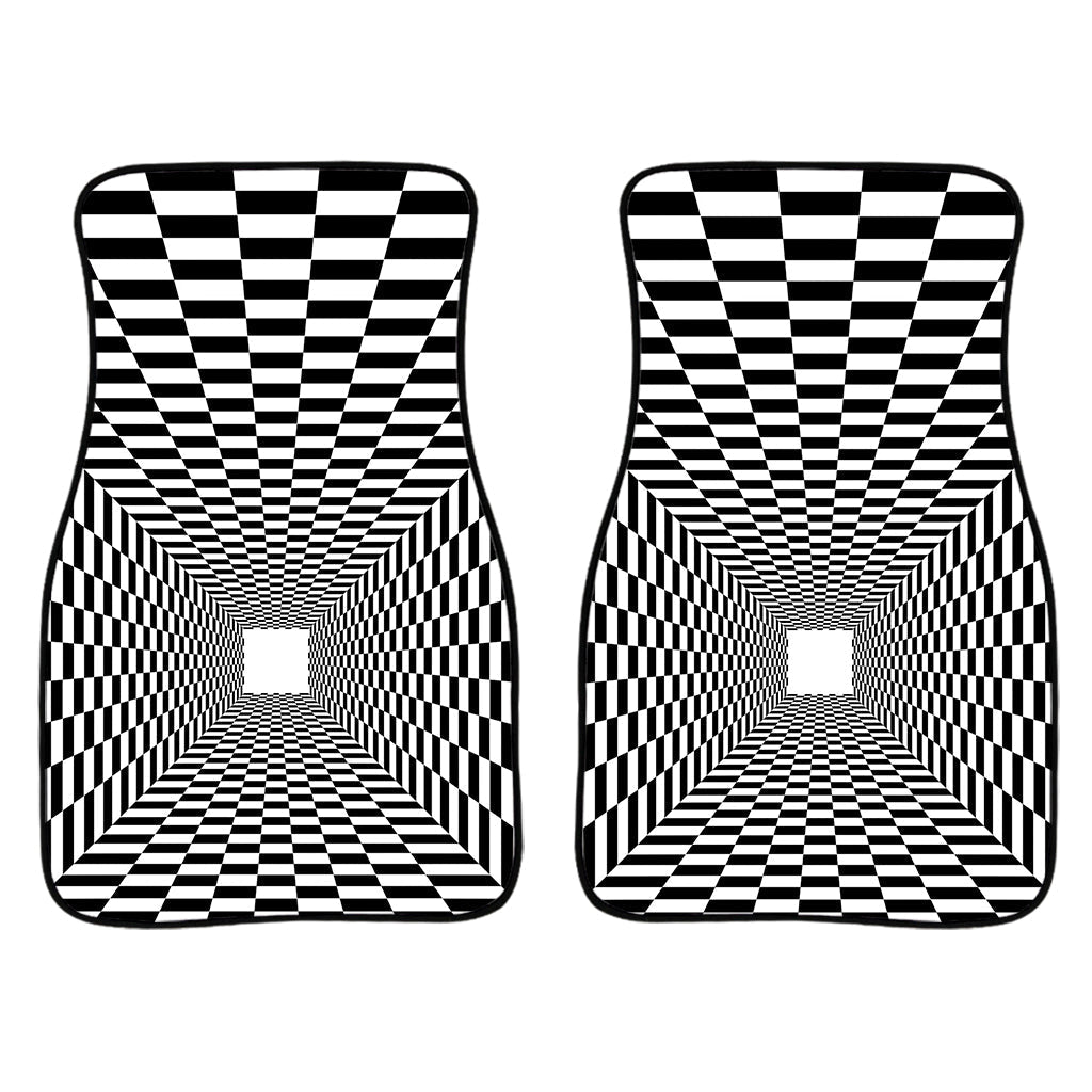 Black And White Tunnel Illusion Print Front And Back Car Floor Mats/ Front Car Mat