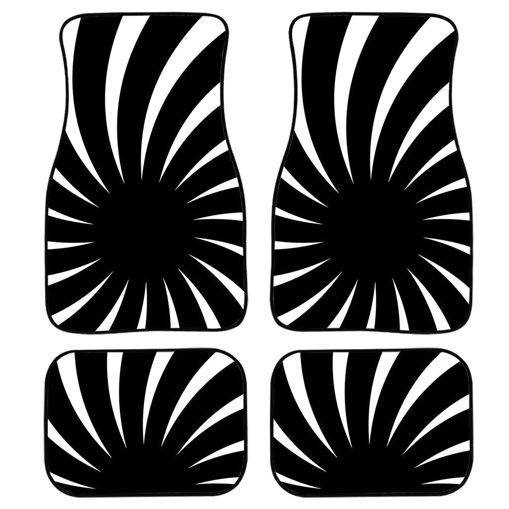 Black And White Vortex Swirl Print Front And Back Car Floor Mats/ Front Car Mat