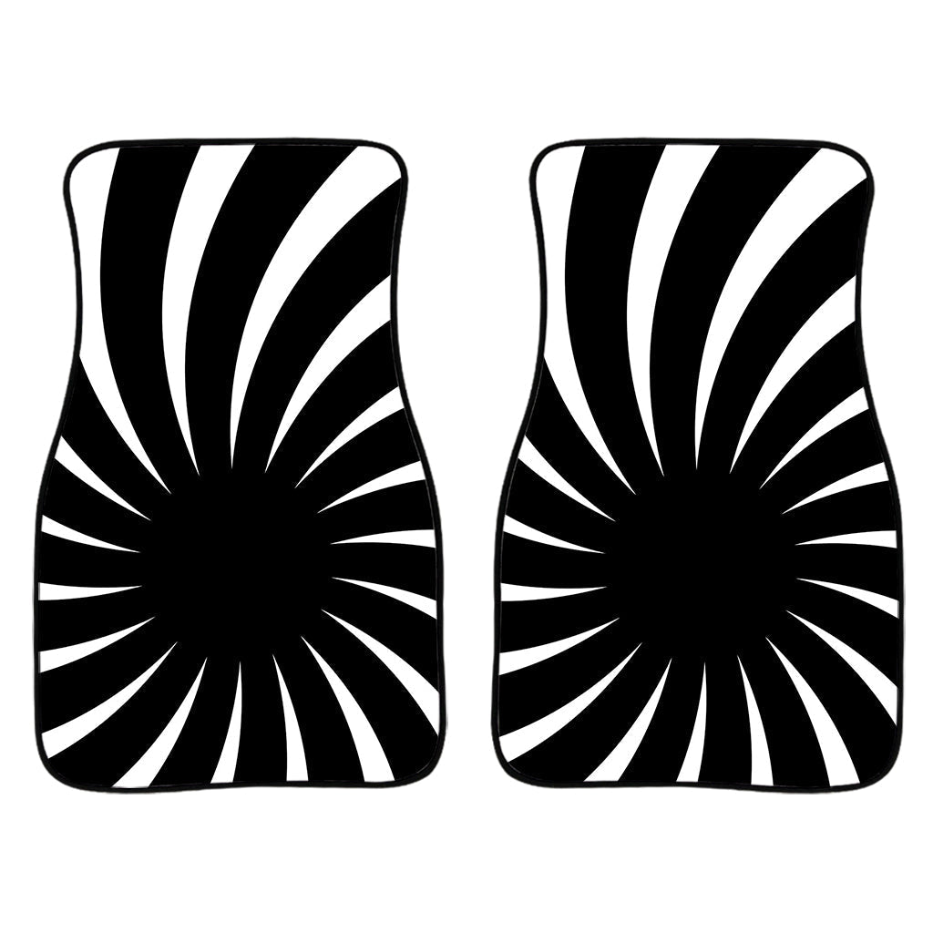Black And White Vortex Swirl Print Front And Back Car Floor Mats/ Front Car Mat
