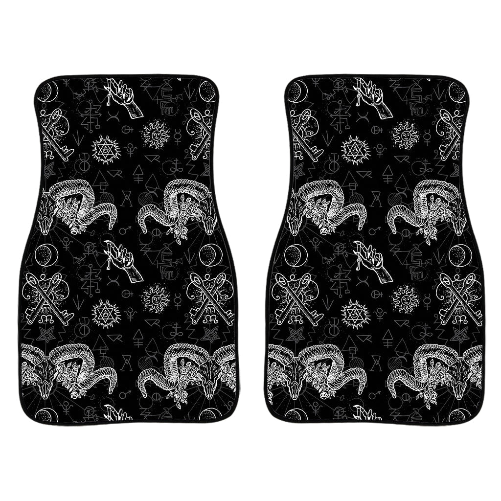 Black And White Wicca Gothic Print Front And Back Car Floor Mats/ Front Car Mat