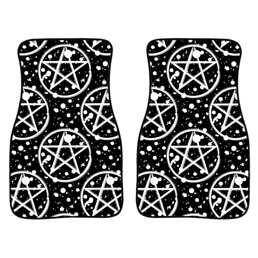 Black And White Wicca Pentagram Print Front And Back Car Floor Mats/ Front Car Mat