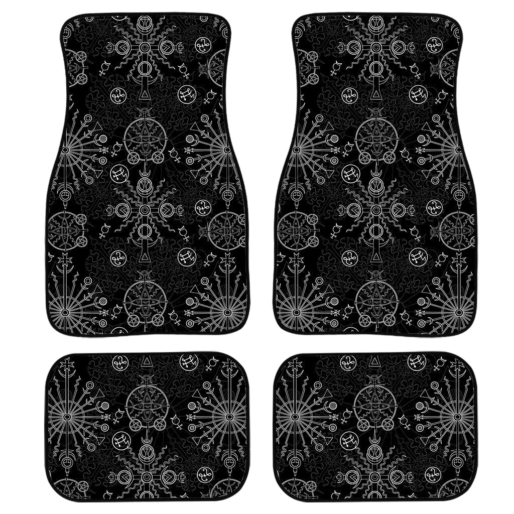 Black And White Wiccan Mystic Print Front And Back Car Floor Mats/ Front Car Mat