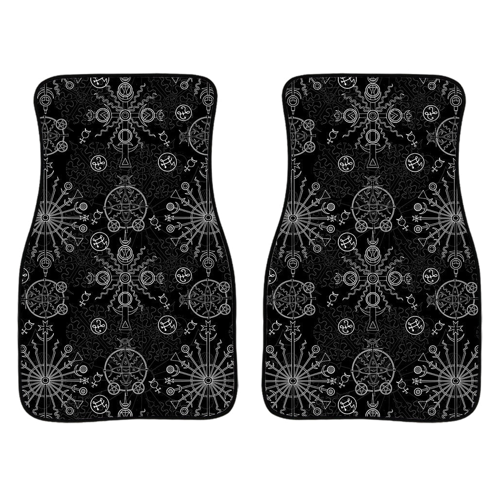 Black And White Wiccan Mystic Print Front And Back Car Floor Mats/ Front Car Mat