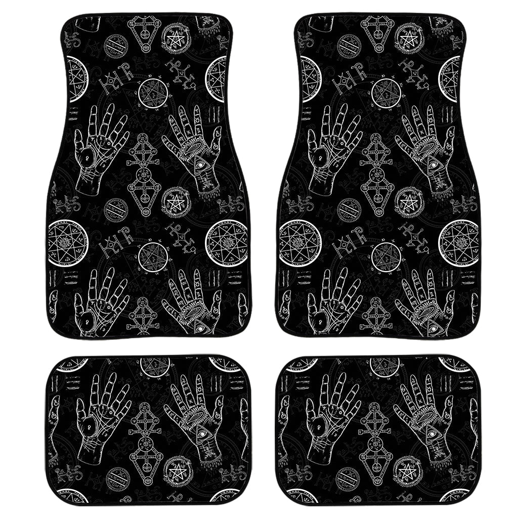 Black And White Wiccan Palmistry Print Front And Back Car Floor Mats/ Front Car Mat