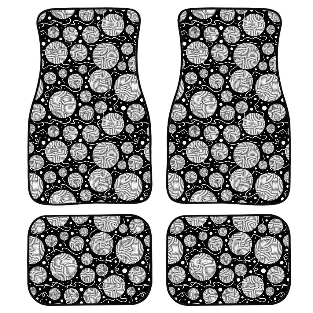 Black And White Yarn Pattern Print Front And Back Car Floor Mats/ Front Car Mat