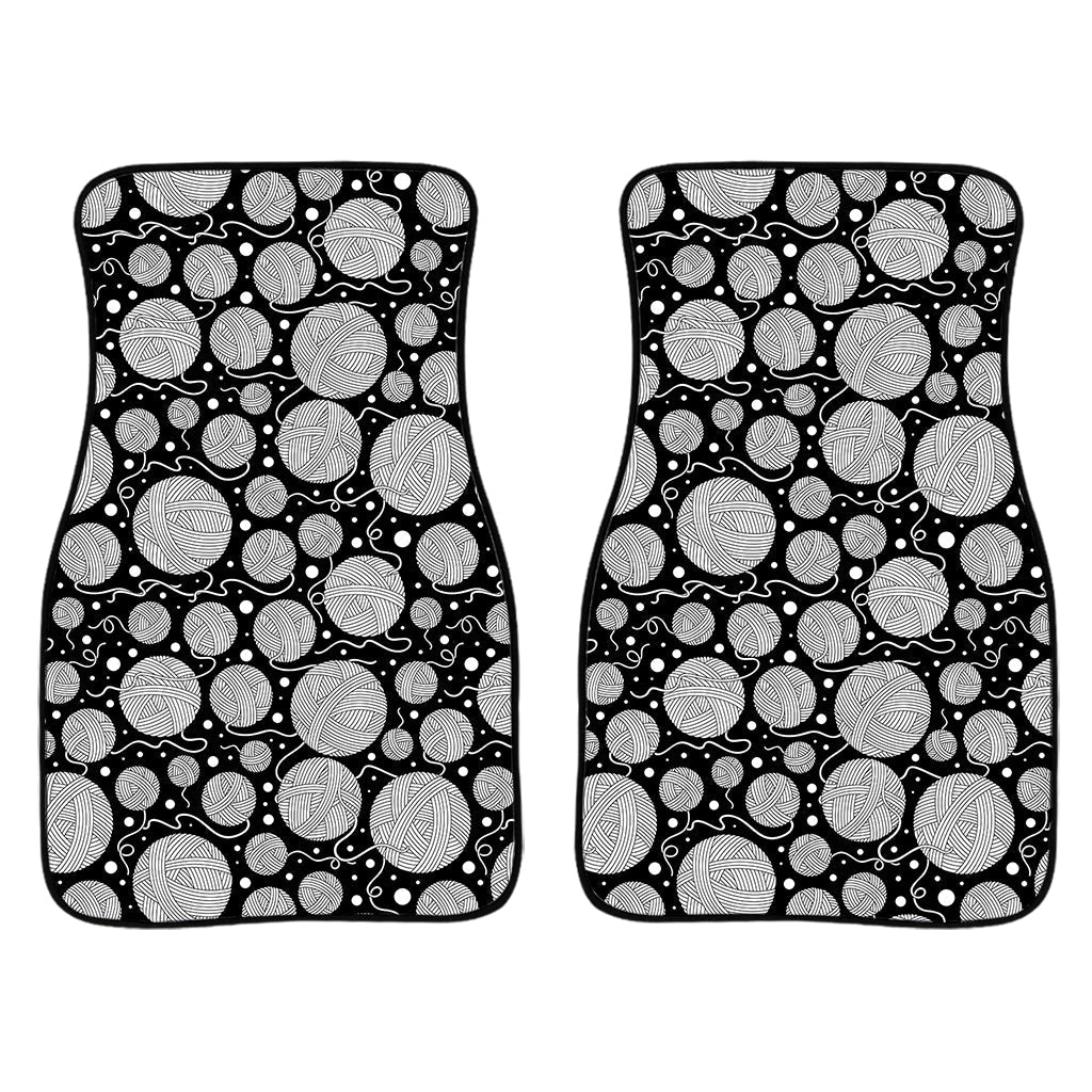 Black And White Yarn Pattern Print Front And Back Car Floor Mats/ Front Car Mat
