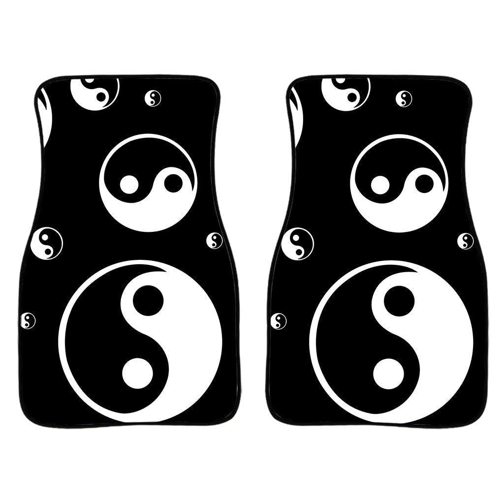 Black And White Yin Yang Pattern Print Front And Back Car Floor Mats/ Front Car Mat