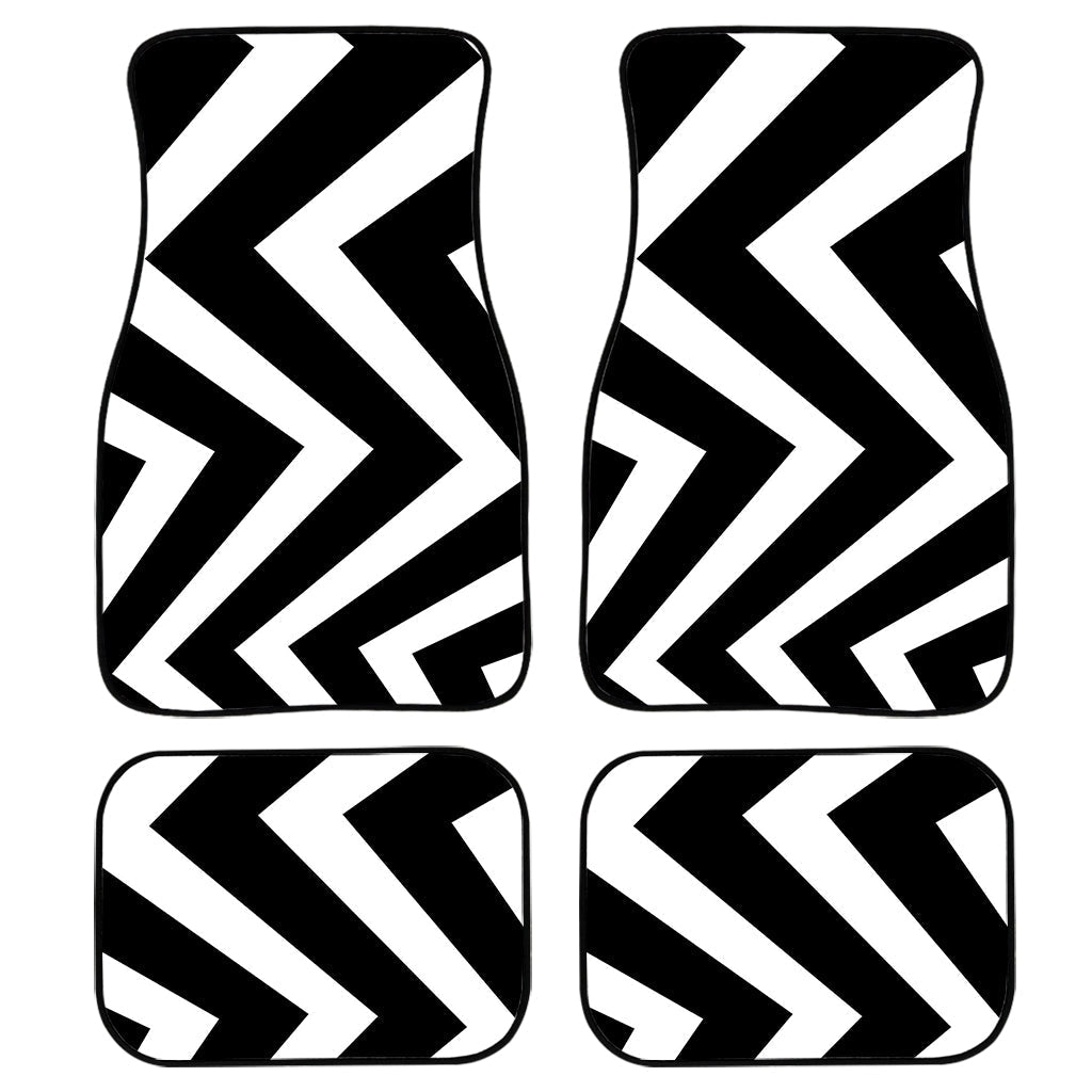 Black And White Zigzag Dazzle Print Front And Back Car Floor Mats/ Front Car Mat