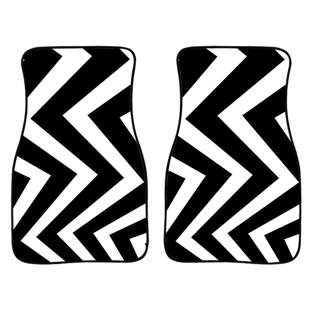 Black And White Zigzag Dazzle Print Front And Back Car Floor Mats/ Front Car Mat