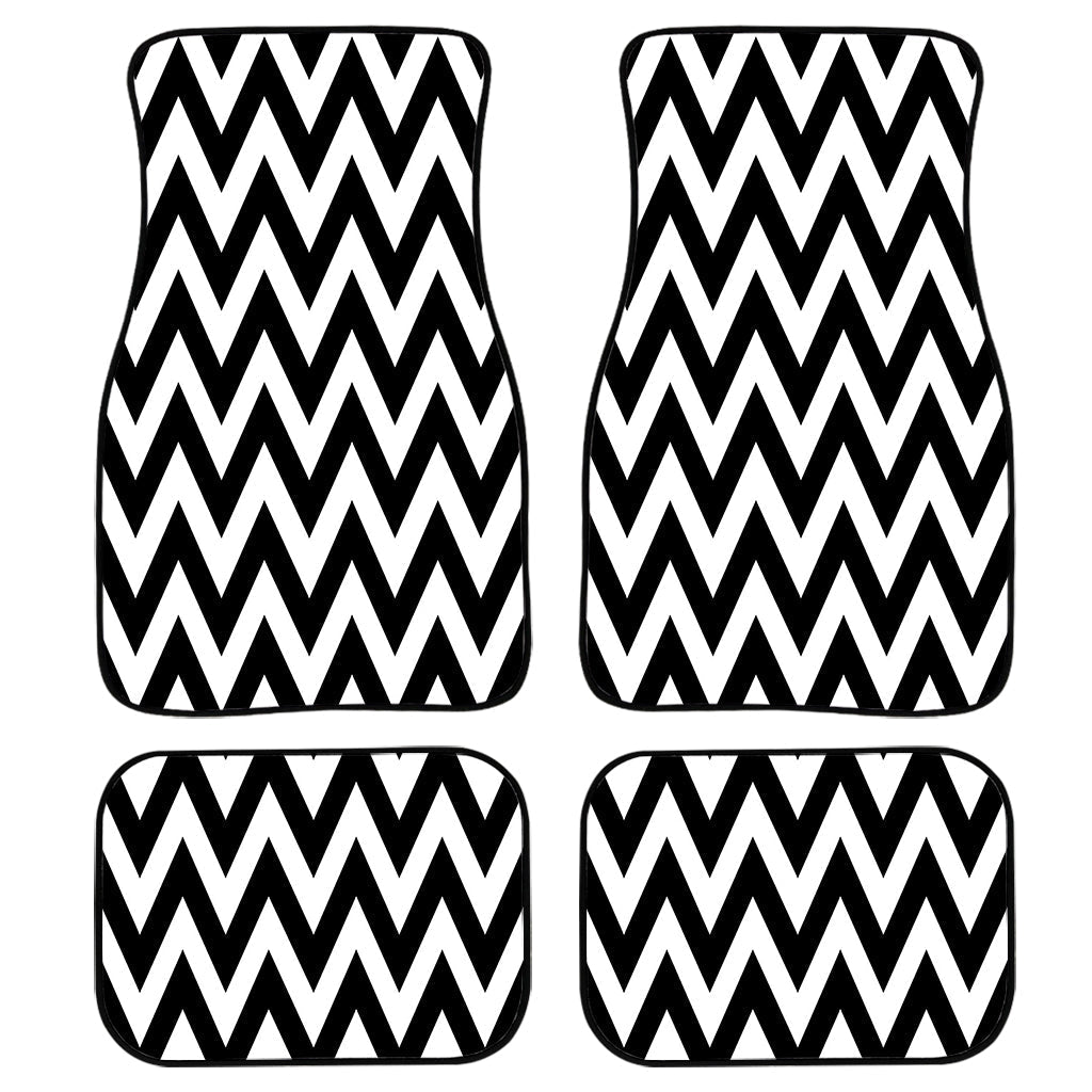 Black And White Zigzag Pattern Print Front And Back Car Floor Mats/ Front Car Mat