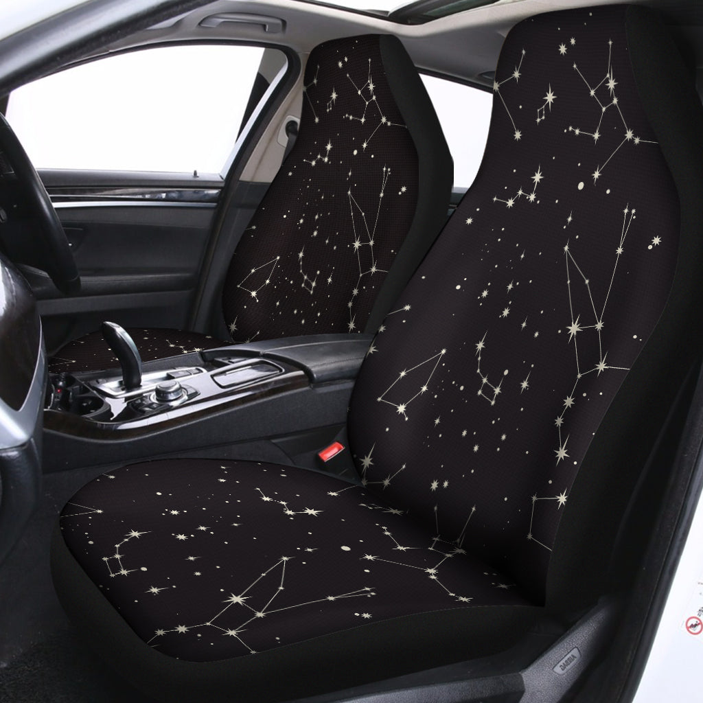 Black And White Zodiac Stars Print Universal Fit Car Seat Covers