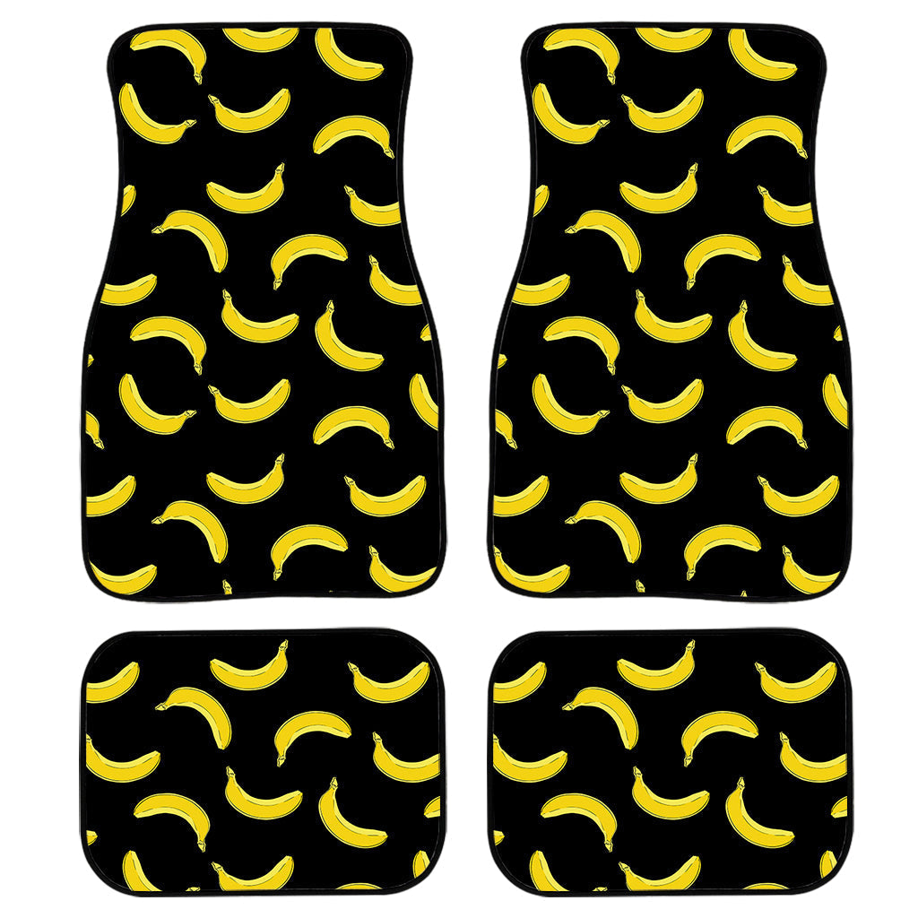 Black And Yellow Banana Pattern Print Front And Back Car Floor Mats/ Front Car Mat