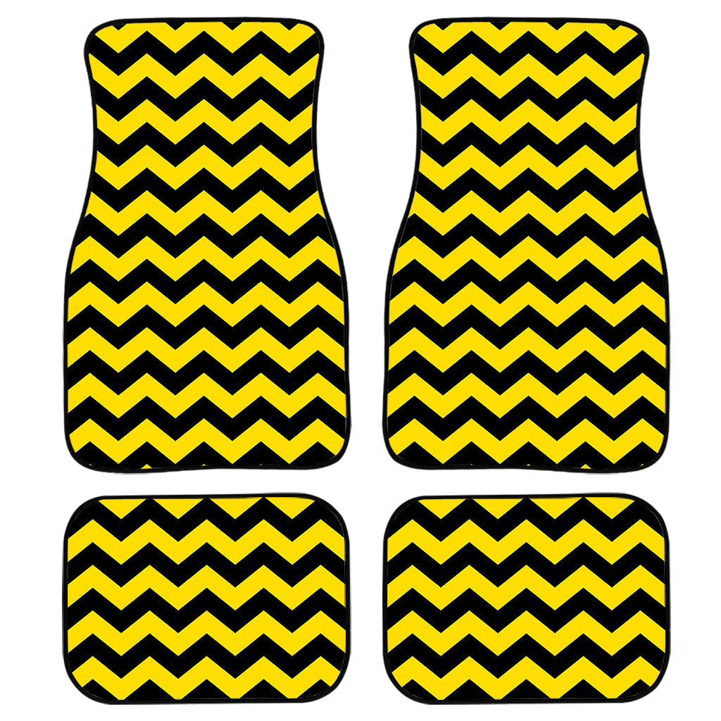 Black And Yellow Zigzag Pattern Print Front And Back Car Floor Mats/ Front Car Mat
