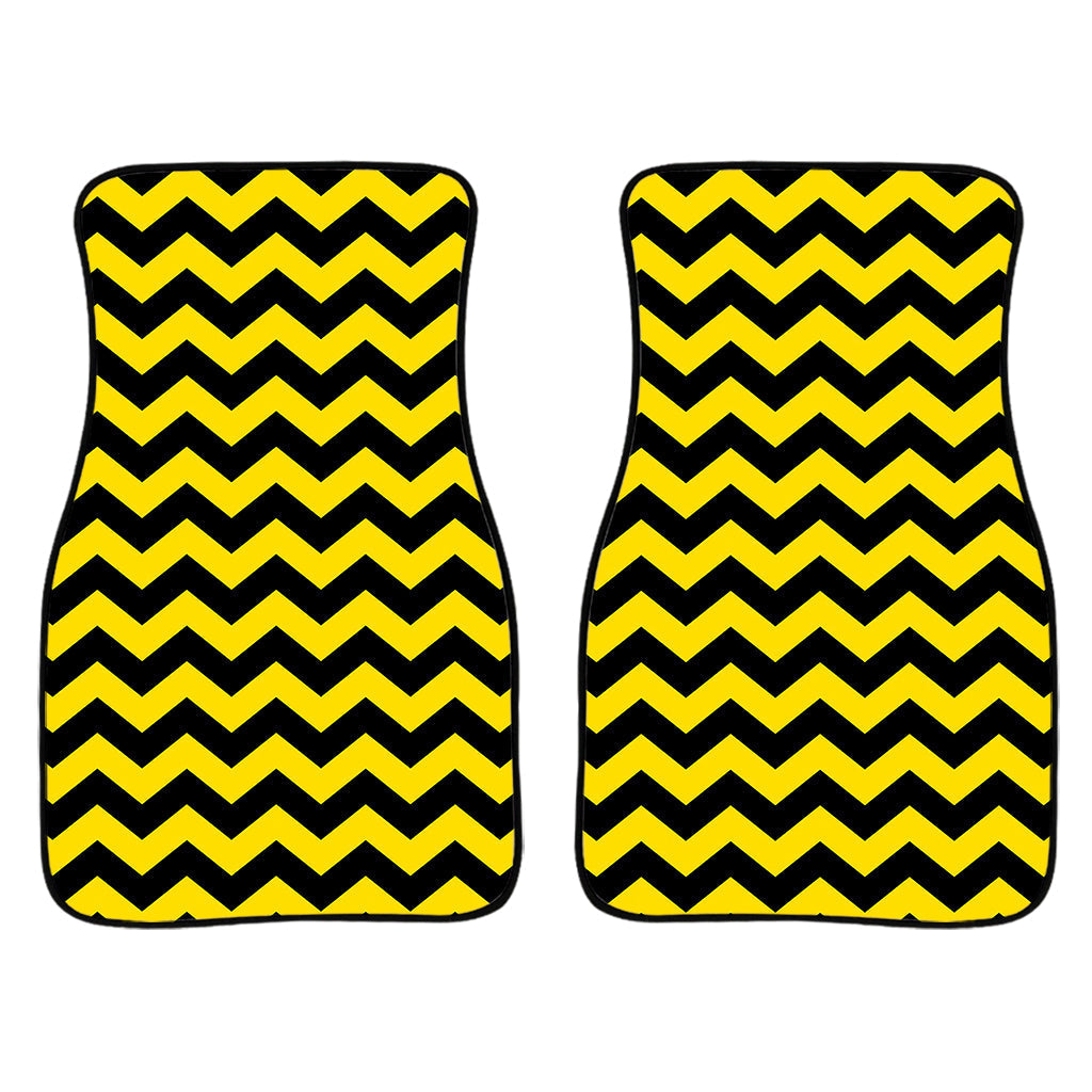 Black And Yellow Zigzag Pattern Print Front And Back Car Floor Mats/ Front Car Mat