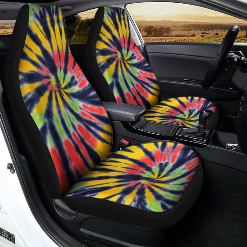 Black Backed Spiral Tie Dye Print Universal Fit Car Seat Covers