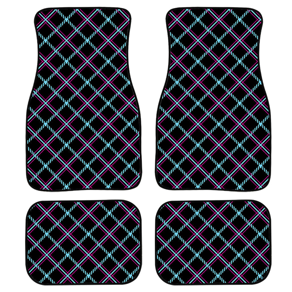 Black Blue And Pink Tartan Pattern Print Front And Back Car Floor Mats/ Front Car Mat
