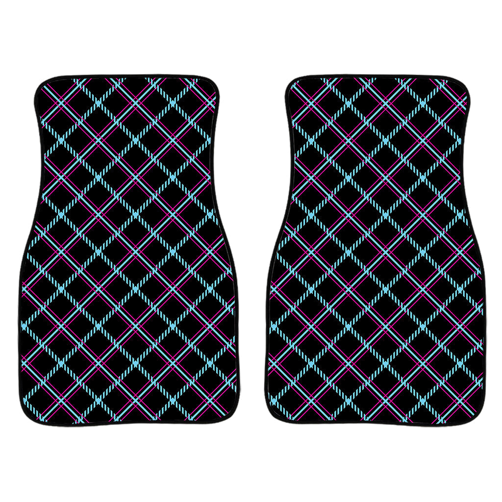 Black Blue And Pink Tartan Pattern Print Front And Back Car Floor Mats/ Front Car Mat