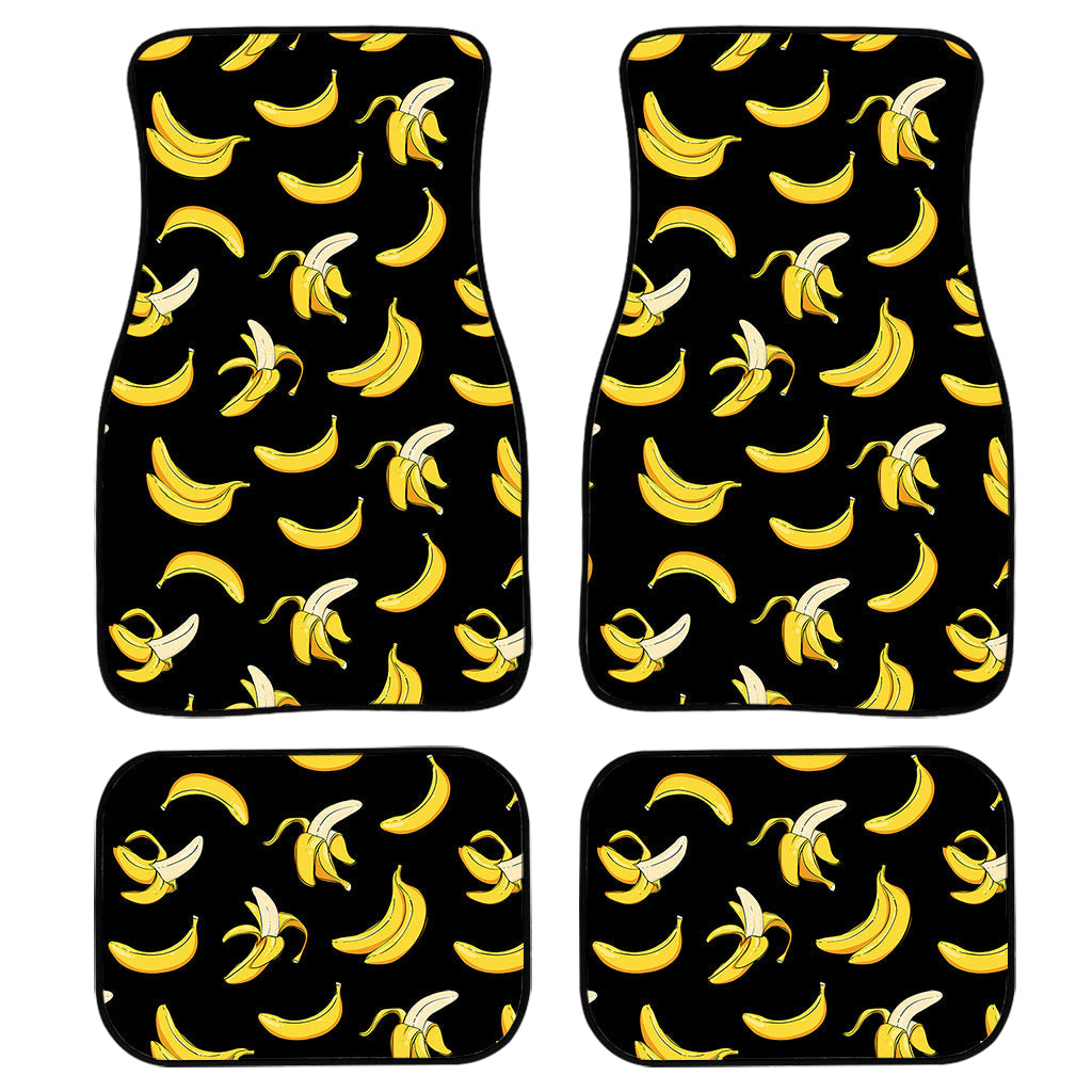 Black Cartoon Banana Pattern Print Front And Back Car Floor Mats/ Front Car Mat