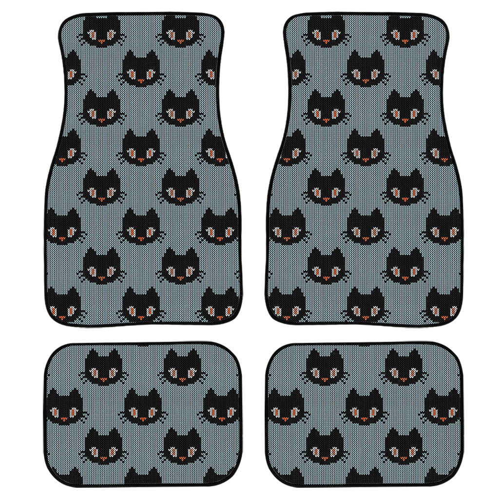 Black Cat Knitted Pattern Print Front And Back Car Floor Mats/ Front Car Mat