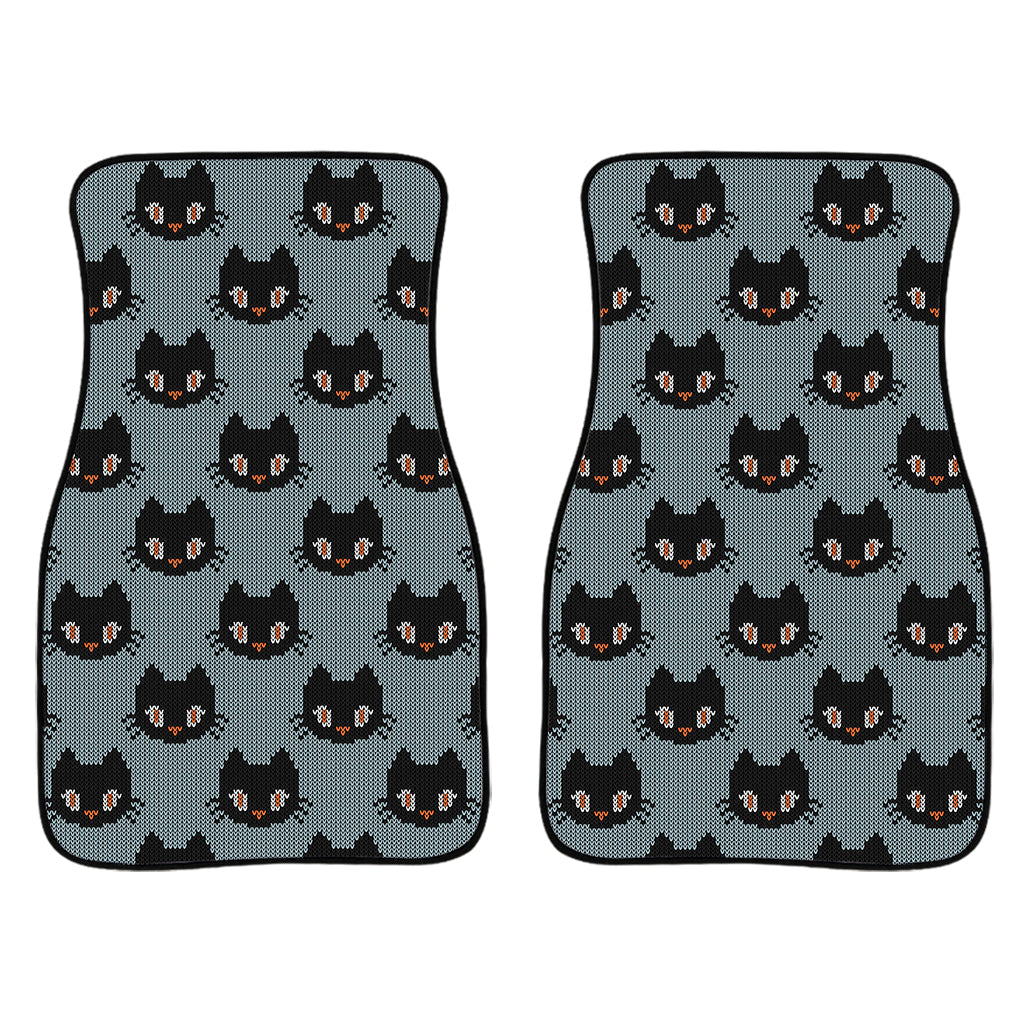 Black Cat Knitted Pattern Print Front And Back Car Floor Mats/ Front Car Mat